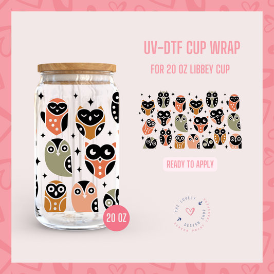 Nighti Owl - UV DTF 20 oz Libbey Cup Wrap (Ready to Ship) Apr 1