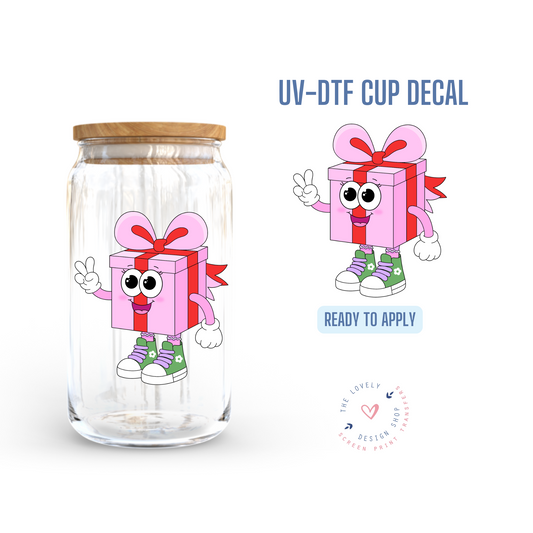 Groovy Christmas Present Character - UV DTF Cup Decal - Oct 8