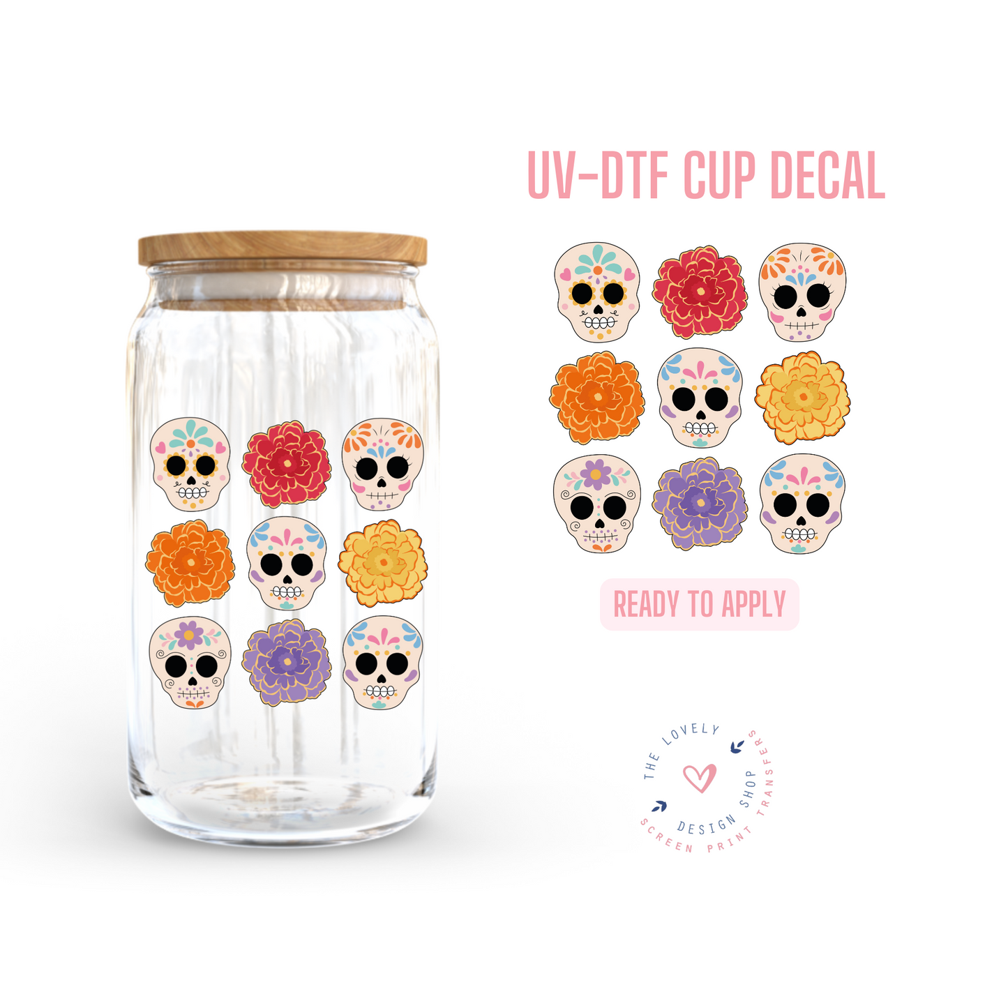 Calaveritas y Marigolds - UV DTF Cup Decal - Aug 26