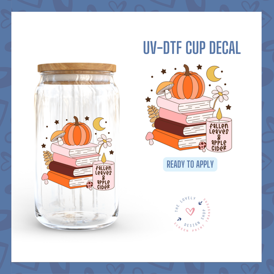 Autumn Candle And Books - UV DTF Cup Decal - Jul 29