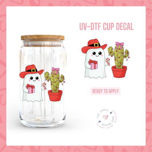 Christmas Cowboy Ghost And Cactus - UV DTF Cup Decal - Oct 15