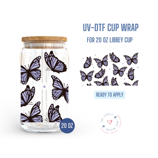 Butterflies And Daisies - UV DTF 20 oz Libbey Cup Wrap (Ready to Ship) Mar 4