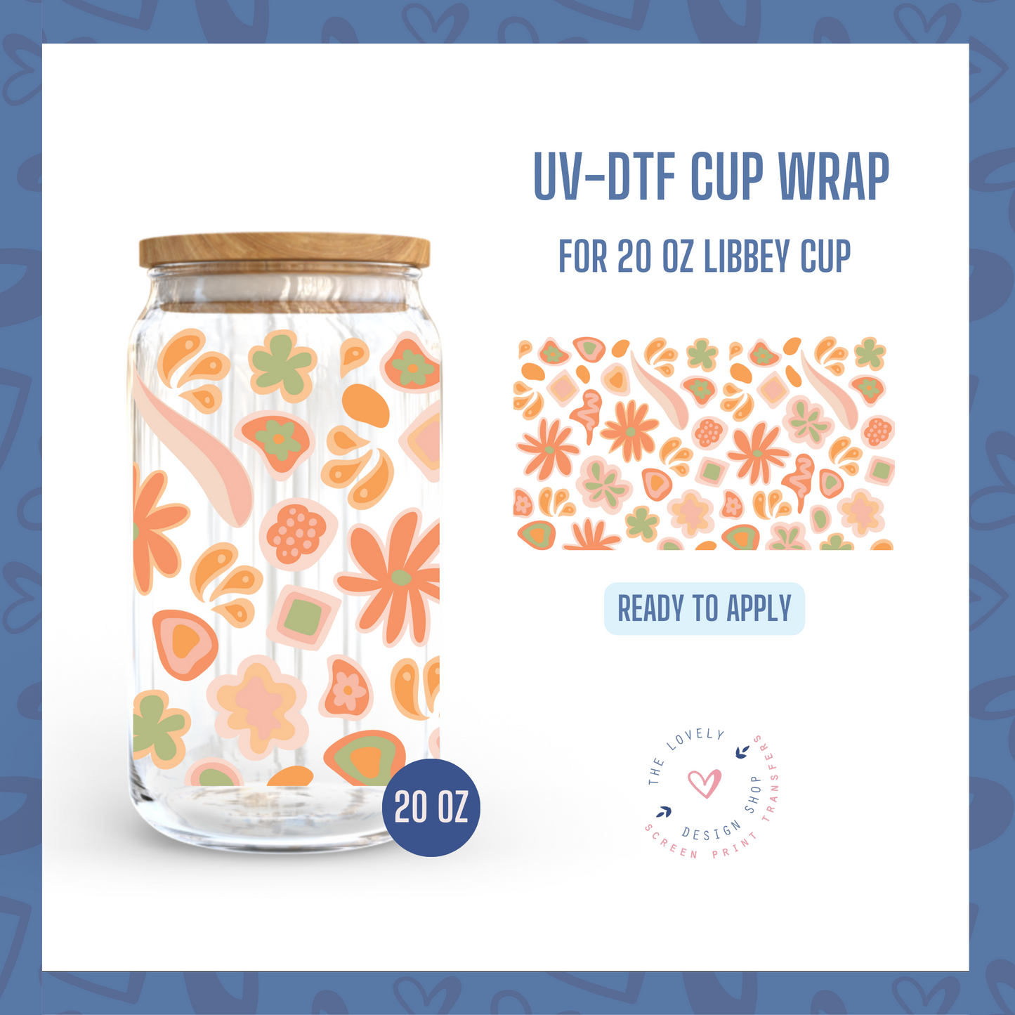 Summer Swirl - UV DTF 20 oz Libbey Cup Wrap (Ready to Ship) Mar 26