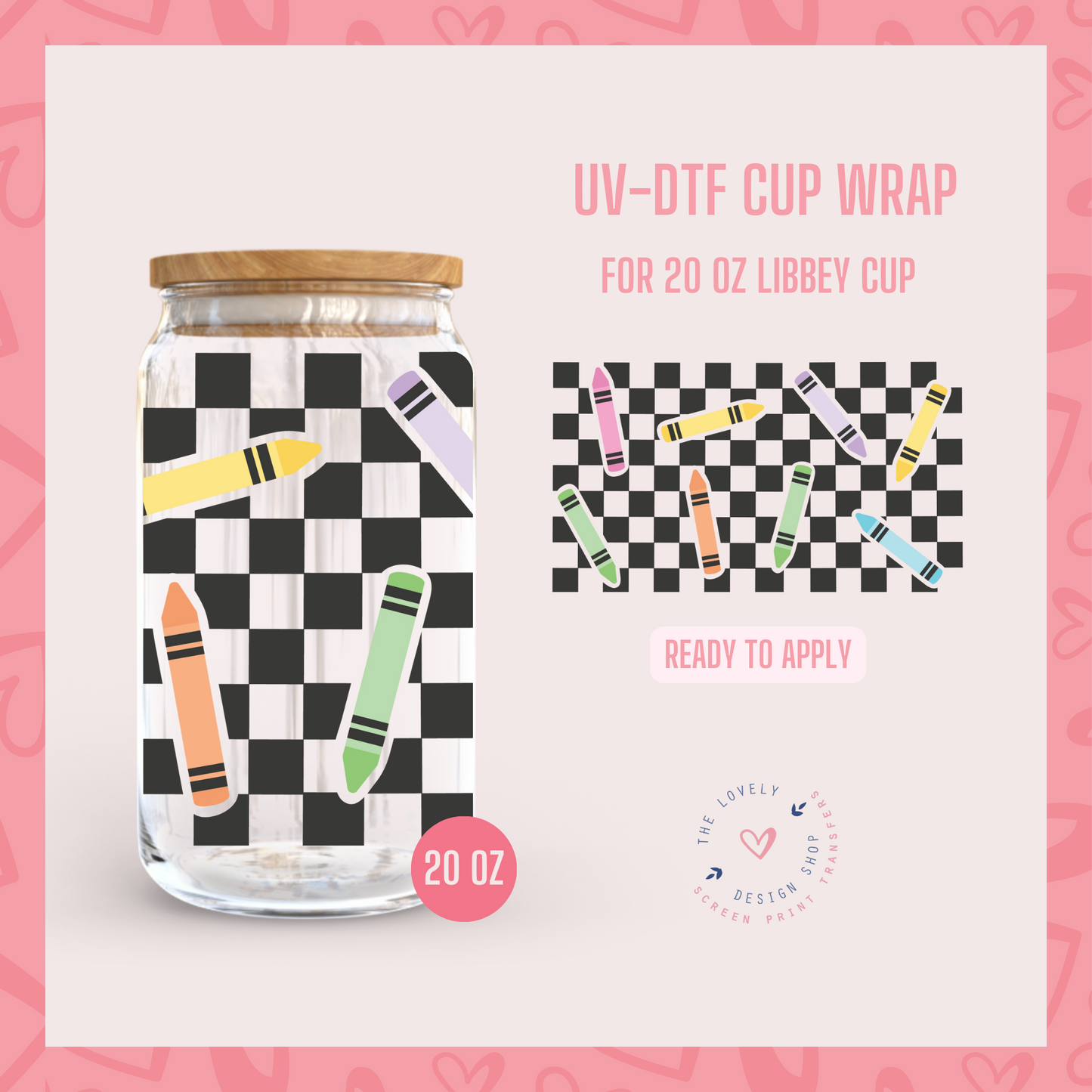 Retro Teacher - UV DTF 20 oz Libbey Cup Wrap (Ready to Ship) Apr 22