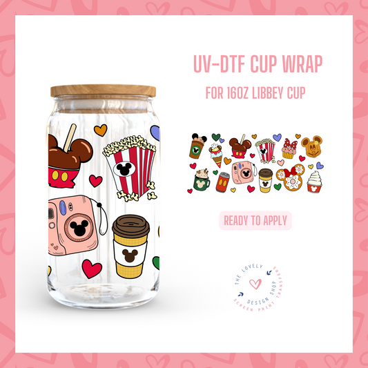 Vacation Treats - UV DTF 16 oz Libbey Cup Wrap (Ready to Ship)