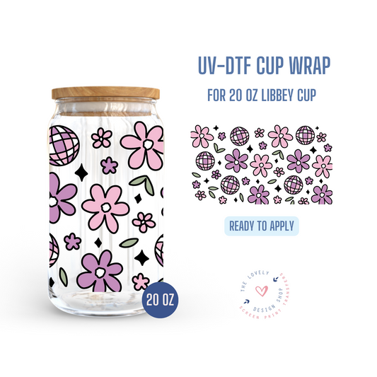 Pretty Disco - UV DTF 20 oz Libbey Cup Wrap (Ready to Ship) Apr 17