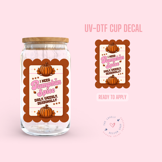 Pumpkin Spice Label - UV DTF Cup Decal - Sep 23