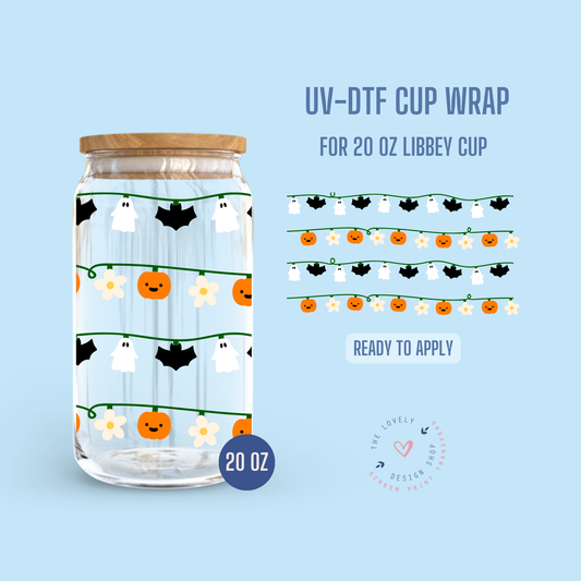 Halloween Lights - UV DTF 20 oz Libbey Cup Wrap (Ready to Ship) Jun 10