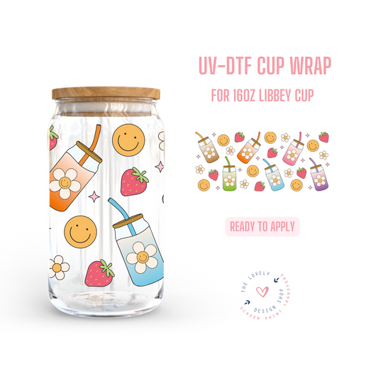 Happy Drinks - UV DTF 16 oz Libbey Cup Wrap (Ready to Ship) Apr 22