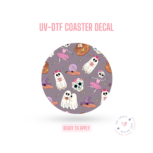 Cute Skellies and Ghosts - UV DTF Coaster Decal - Jul 22