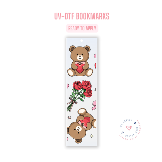 Bear And Roses - UV DTF Bookmark Decal - Dec 9