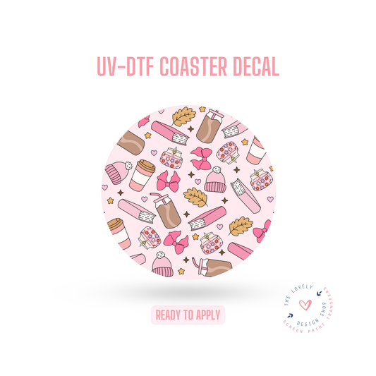 Pink Coffee Cozy - UV DTF Coaster Decal - Jul 15