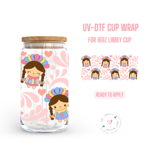 Muñeca Lele - UV DTF 16 oz Libbey Cup Wrap (Ready to Ship) Jun 10