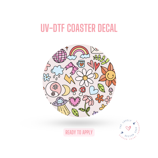 Cutest Doodles - UV DTF Coaster Decal (Ready to Ship) Apr 29