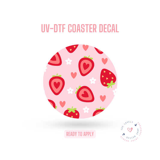 Valentine Strawberries - UV DTF Coaster Decal - Dec 31