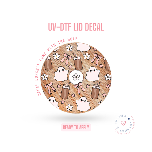 Girly Ghostie Coffee - UV DTF Lid Decal (Ready to Ship) Jun 17