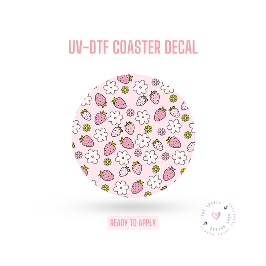 Strawberry Picnics  - UV DTF Coaster Decal (Ready to Ship) Apr 17