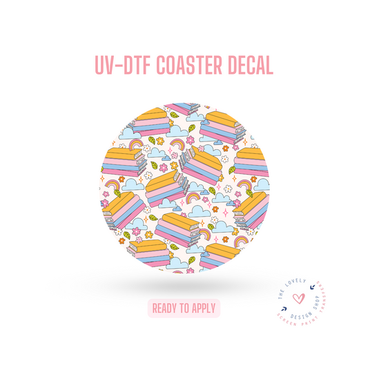 Bookish Bliss  - UV DTF Coaster Decal (Ready to Ship) Apr 8