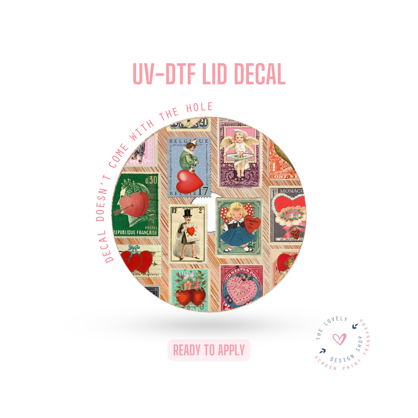 Vintage Love Stamps - UV DTF Lid Decal - Dec 16