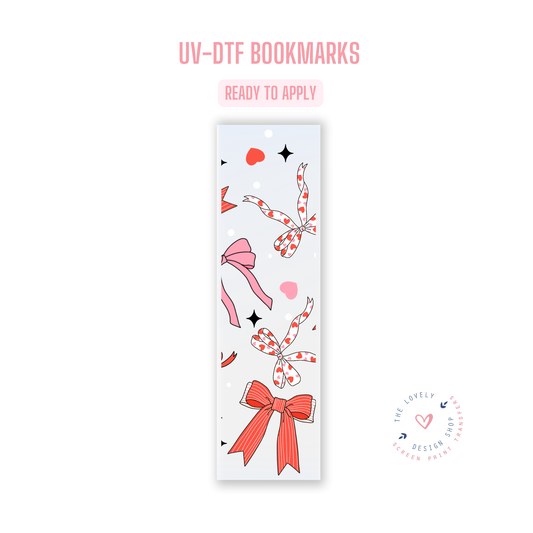 Multi Red Coquette Bows - UV DTF Bookmark Decal - Dec 31