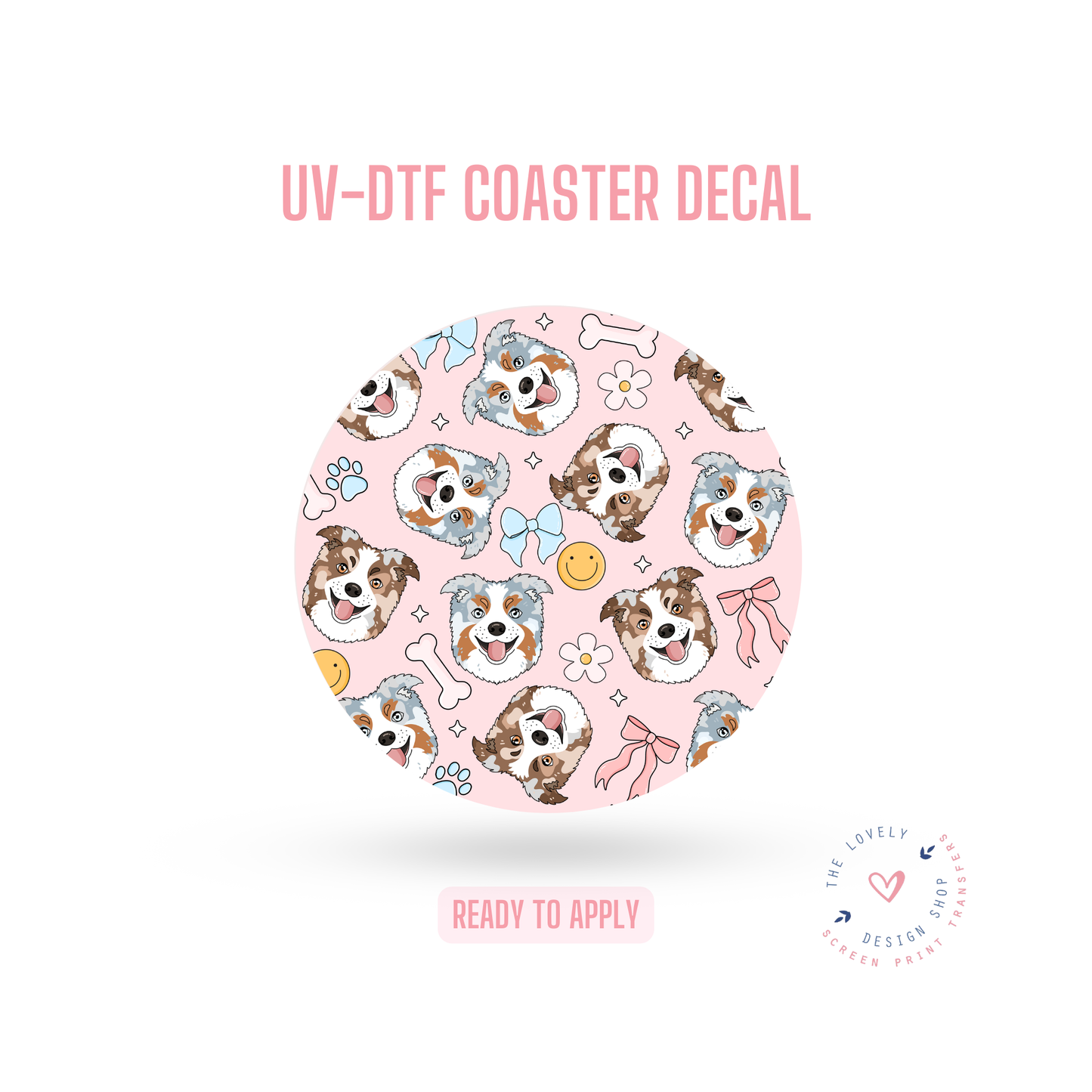 Merle Collie - UV DTF Coaster Decal - Sep 3