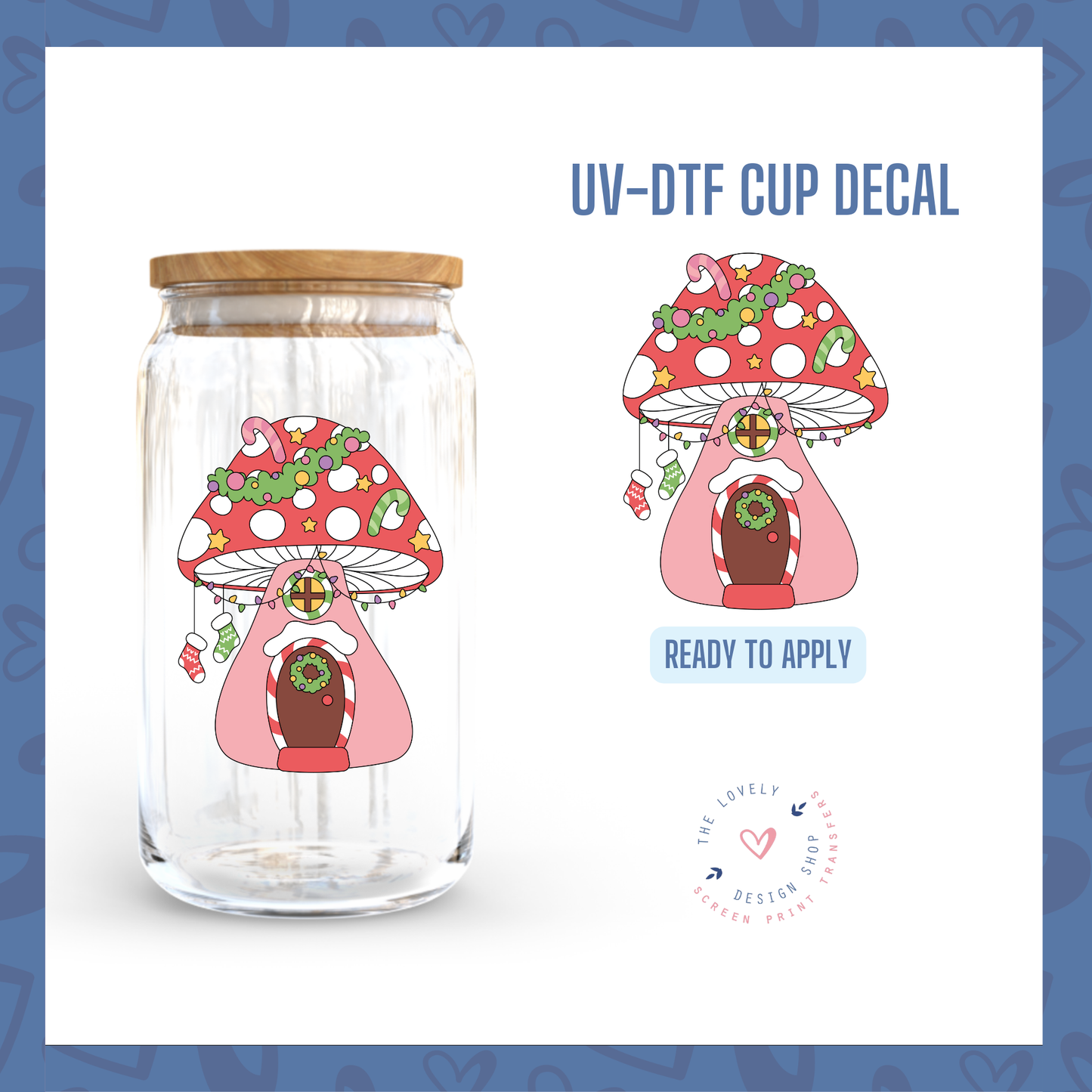 Christmas Groovy Mushroom - UV DTF Cup Decal - Oct 15