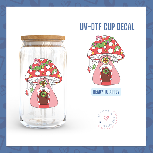 Christmas Groovy Mushroom - UV DTF Cup Decal - Oct 15