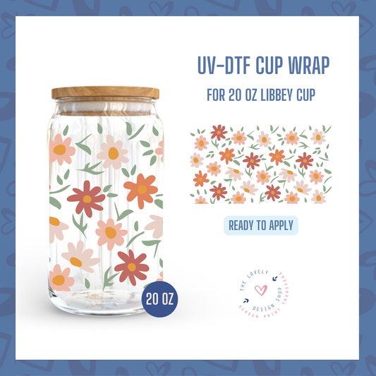 Lazy Daisy - UV DTF 20 oz Libbey Cup Wrap (Ready to Ship) May 28