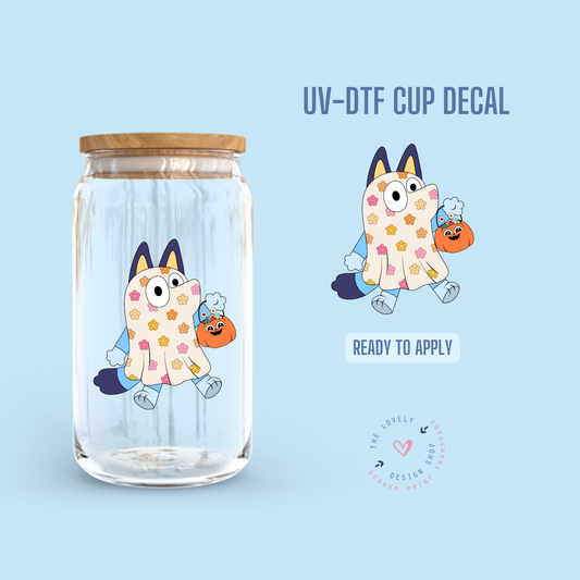 Blue Doggie Ghost - UV DTF Cup Decal - Jul 22