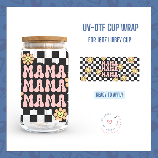 Retro Mamá - UV DTF 16 oz Libbey Cup Wrap (Ready to Ship)