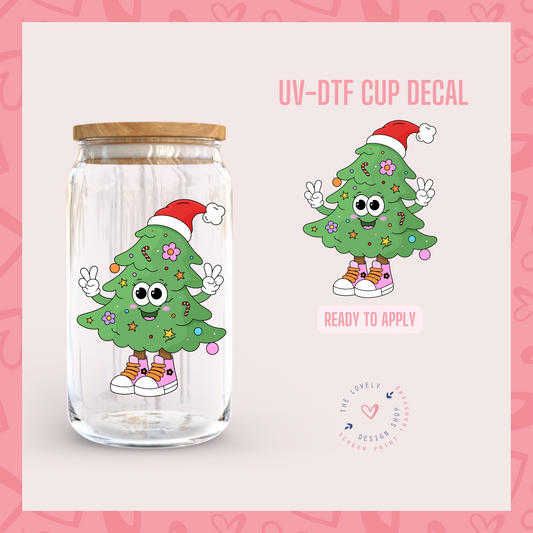 Groovy Christmas Tree Character - UV DTF Cup Decal - Oct 8