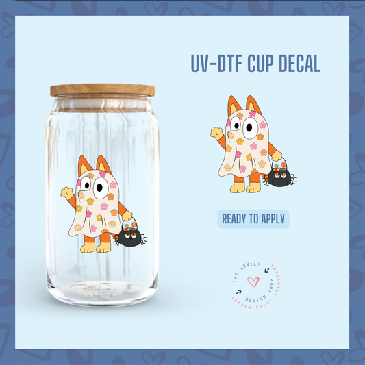 Orange Doggie Ghost - UV DTF Cup Decal - Jul 22