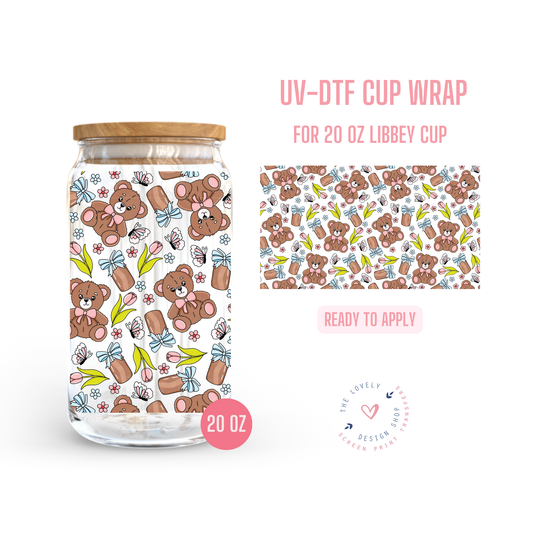 Beary Cute - UV DTF 20 oz Libbey Cup Wrap - Dec 23