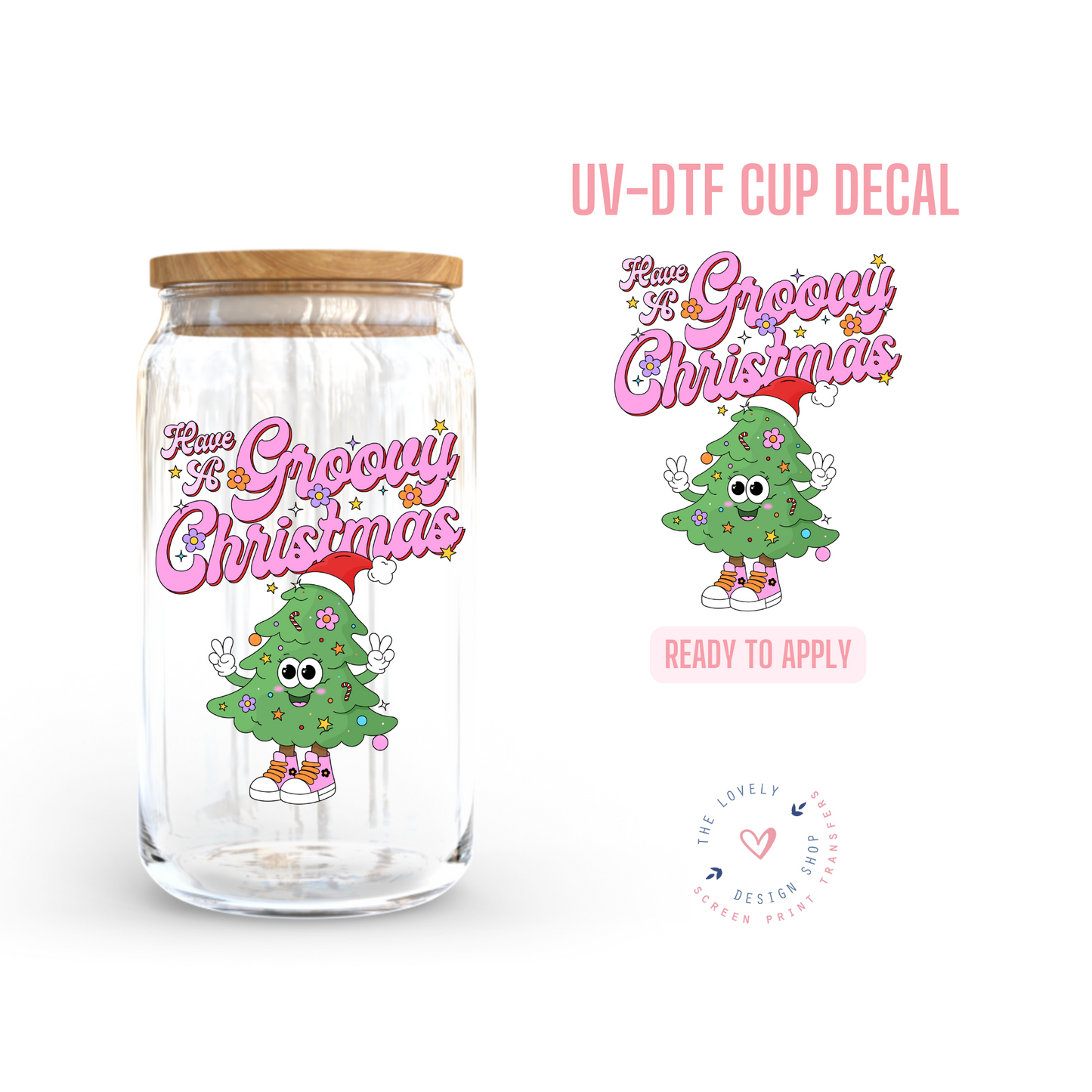 Groovy Christmas Tree Character - UV DTF Cup Decal - Oct 8