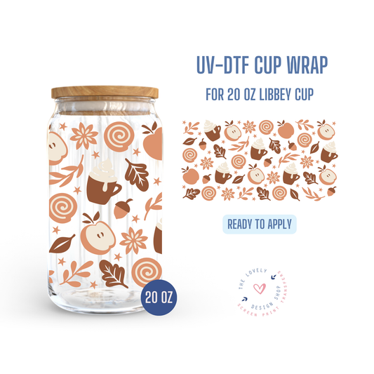 Cinnamon Apple - UV DTF 20 oz Libbey Cup Wrap (Ready to Ship) Jul 1