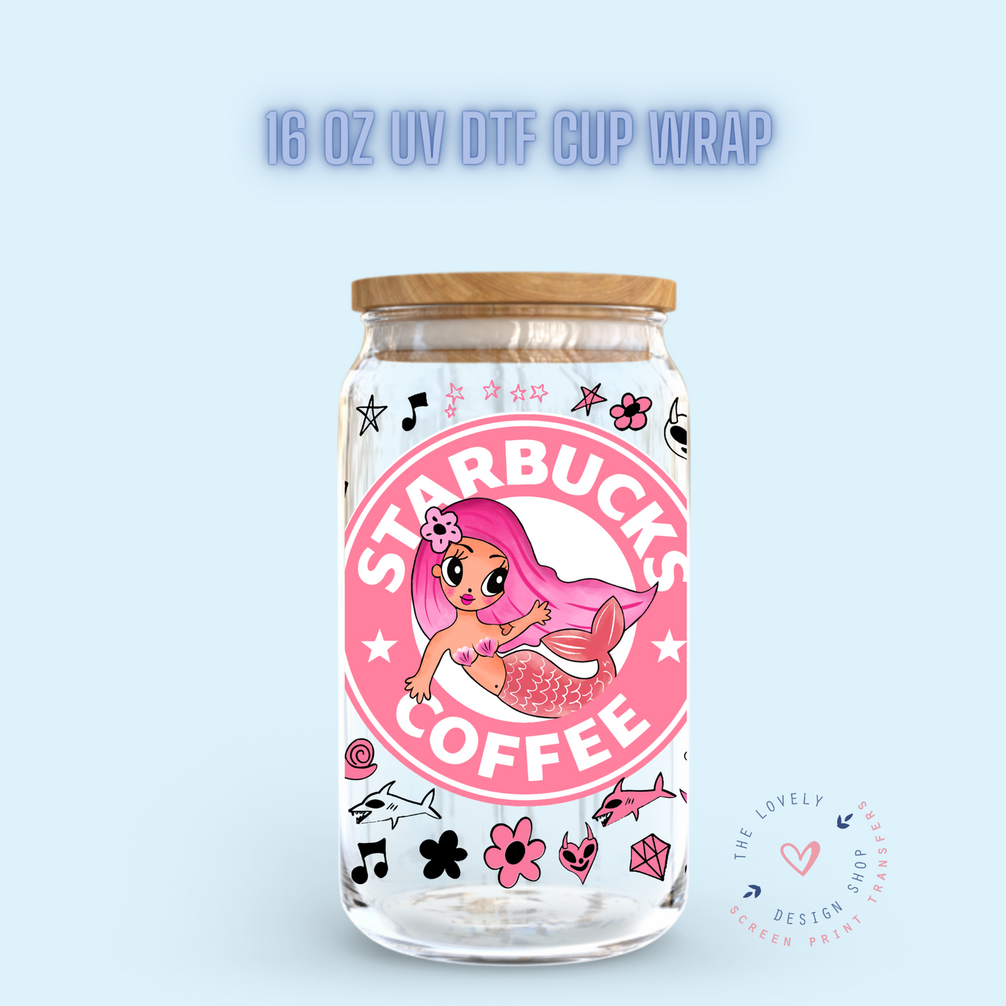 Bichota Siren Coffee Label - UV DTF 16 oz Libbey Cup Wrap (Ready to Ship)