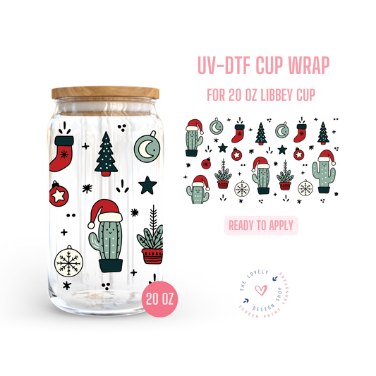 Christmas Cacti - UV DTF 20 oz Libbey Cup Wrap - Oct 28