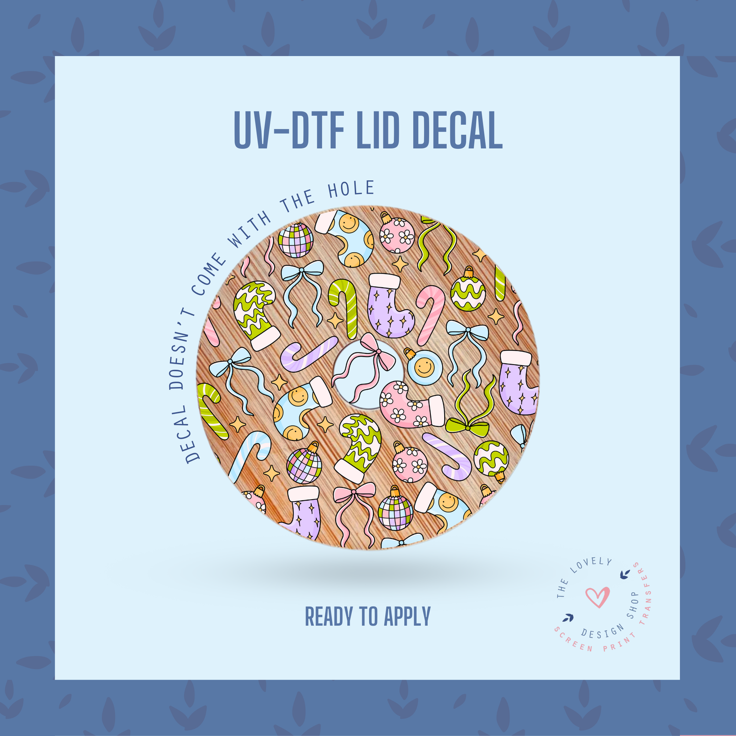 Groovy Pastel Christmas - UV DTF Lid Decal - Sep 16