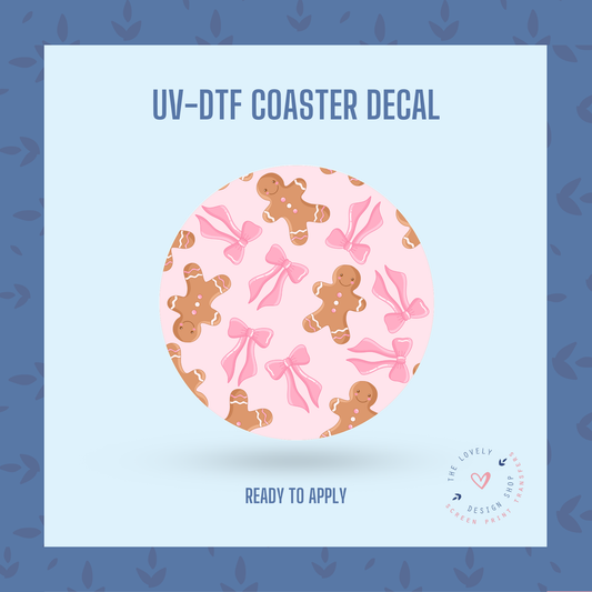 Gingerbread Bow - UV DTF Coaster Decal - Nov 12