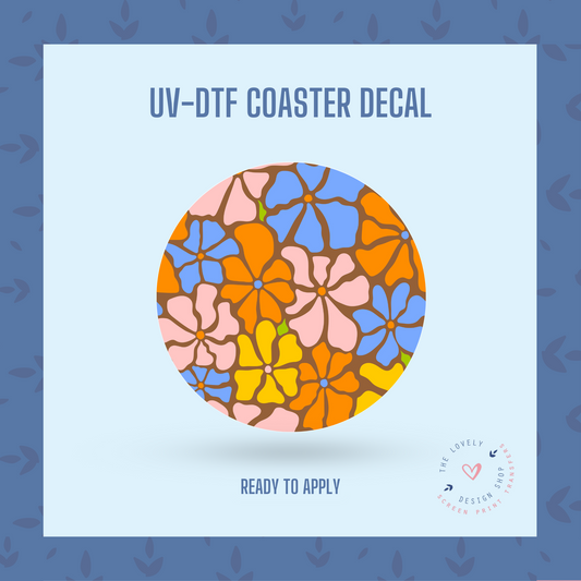 Abstract Flowers - UV DTF Coaster Decal (Ready to Ship) Apr 22