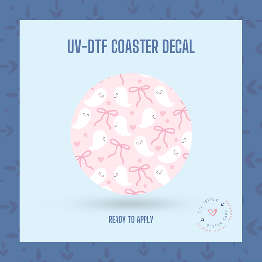 Coquette Ghosties - UV DTF Coaster Decal (Ready to Ship) Jun 10