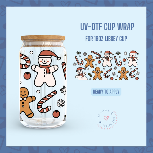 Ginger Snowman - UV DTF 16 oz Libbey Cup Wrap - Oct 28