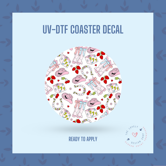 Lucky Cowgirl  - UV DTF Coaster Decal (Ready to Ship) Apr 8