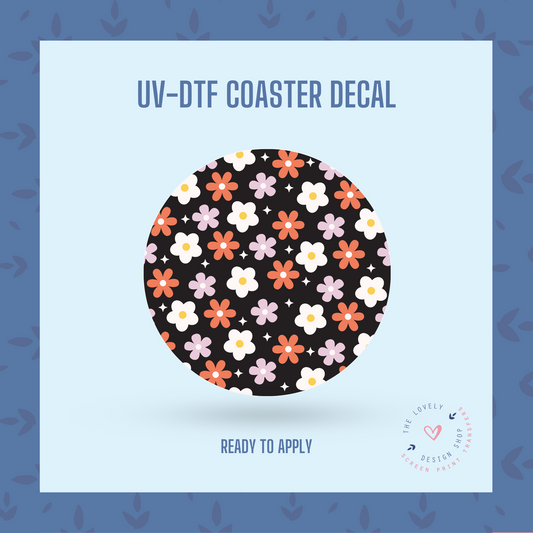 Flower Night  - UV DTF Coaster Decal (Ready to Ship) Apr 17