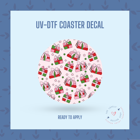 Christmas Presents - UV DTF Coaster Decal - Sep 23