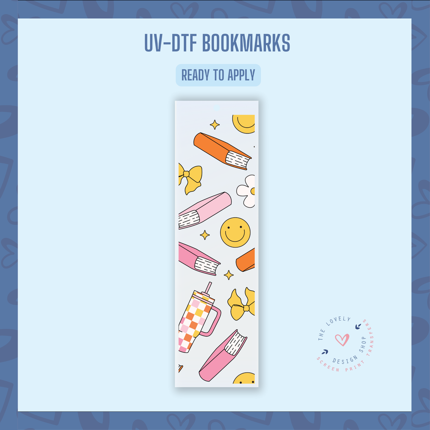 Bookish Smileys - UV DTF Bookmark Decal (Ready to Ship) Jul 1