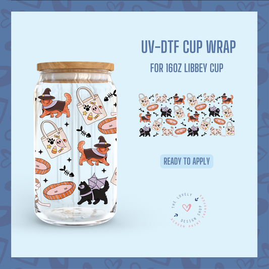 Halloween Cats - UV DTF 16 oz Libbey Cup Wrap - Aug 19