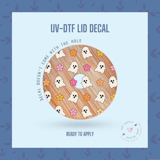 Tiny Ghosts And Flowers - UV DTF Lid Decal - Jul 22