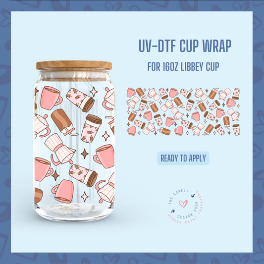 Coffee Love Language - UV DTF 16 oz Libbey Cup Wrap - Dec 23