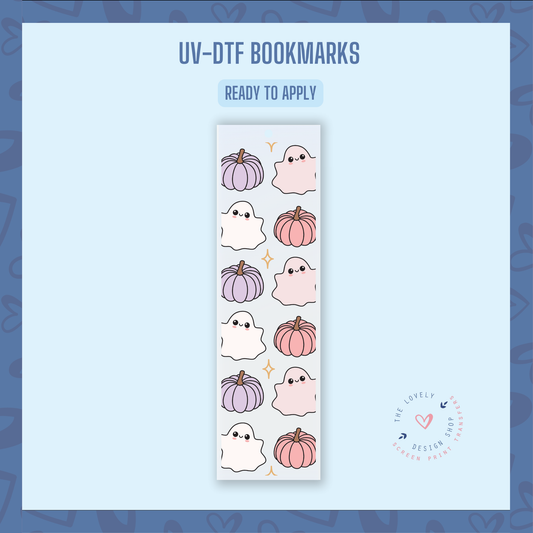 Cutie Ghosts & Pumpkins - UV DTF Bookmark Decal (Ready to Ship) Jun 24